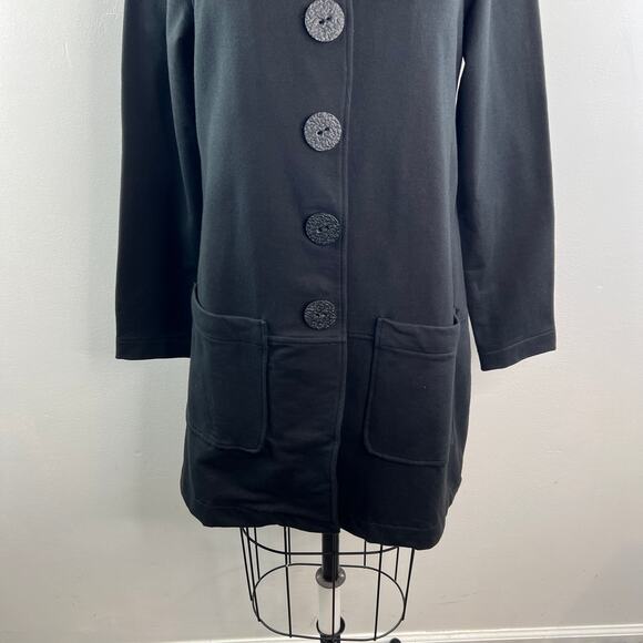 Neon Buddha Black Cardigan Sweater Round Neck Big Button Long Sleeve Sz Large L - Picture 4 of 9